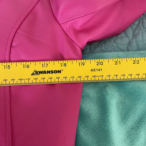 Worthington JCPenneys Womens Pink Genuine Leather Jacket Medium - Picture 7 of 8